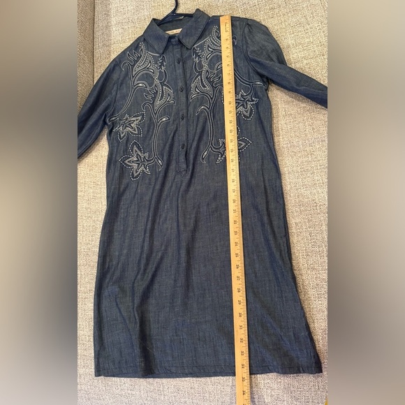 Chelsea & Violet Blue Denim Western Stitched Embroidered Dress Sz S - Picture 11 of 11